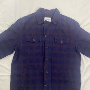 Goodfellow & Co Men's Navy and Chestnut Checkered Jacket
